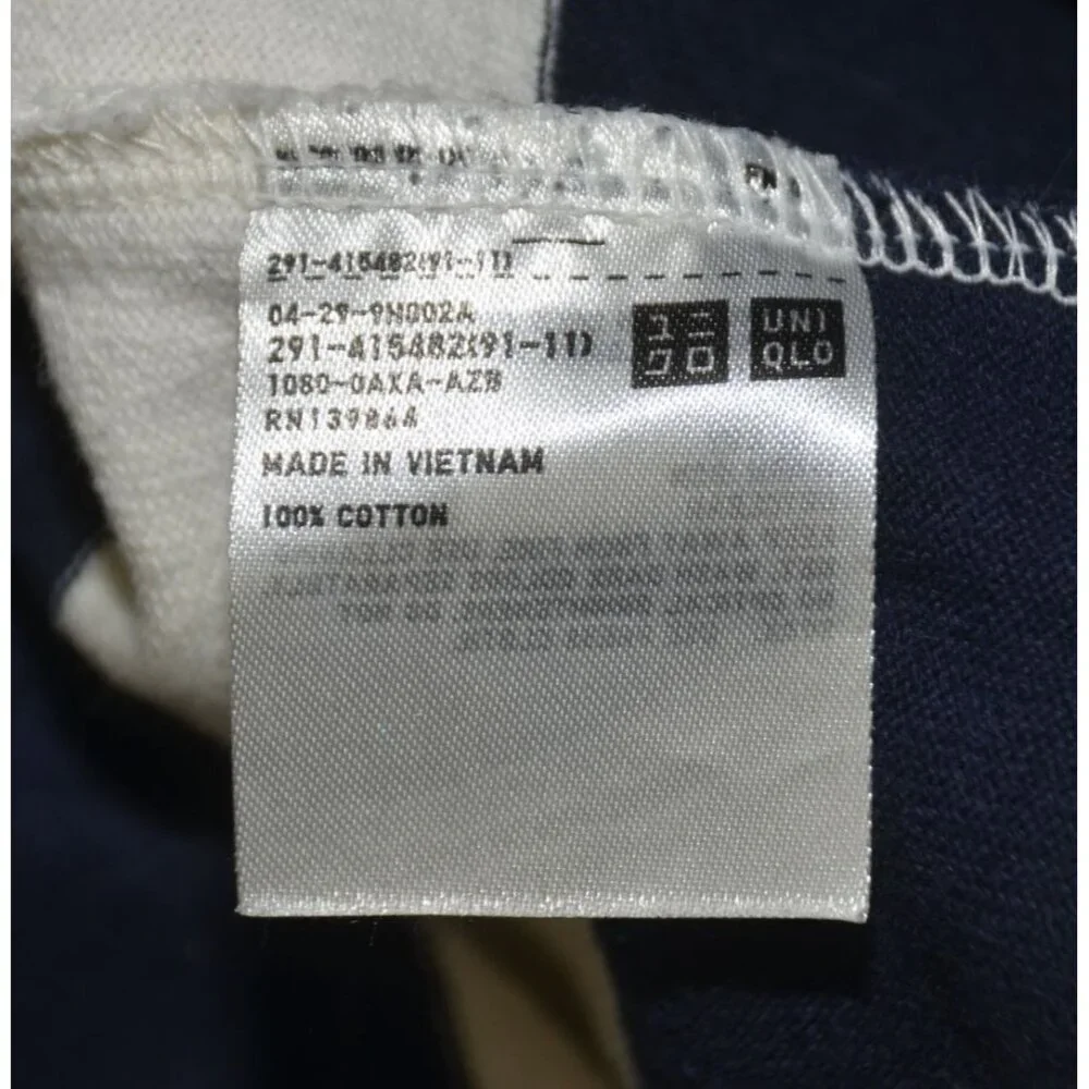 Uniqlo 100% Cotton Blue Stripe Pocket Shift Tunic Dress XS Nautical Beach Pocket